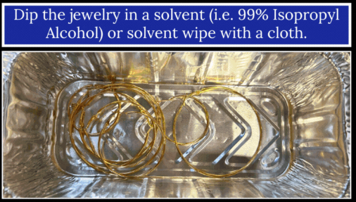 Applying ProtectaClear coating to metal jewellery for nickel allergy protection.